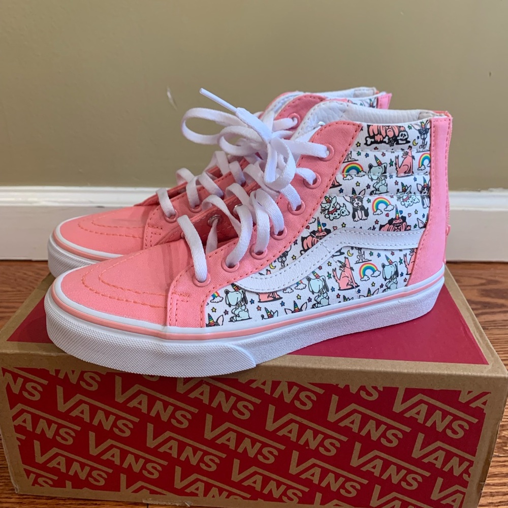 Vans Girls NIB Pink Puppicorns zip up Sneaker